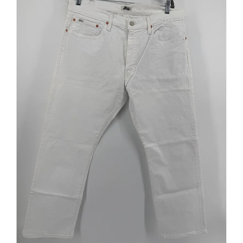 Polo Ralph Lauren Jeans Mens 36X32 White Classic Fit Straight Leg Stretch Denim